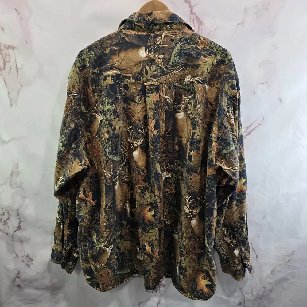 Magellan Shirt Mens XXL Button Up Deer Print Long Sleeve Nature Camo Hunting